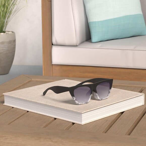 Women's Marble Black Grey Oversized Square Cateye Trendy Polarized Sunglasses - Picture 2 of 6